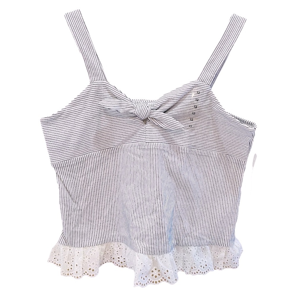 Justice Striped White and Black Top Size 12 NWT NEW!